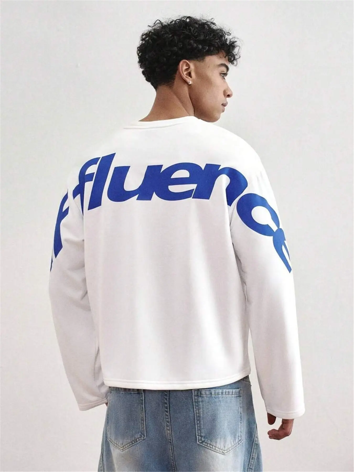 Men's Long Sleeve Hooded Sweatshirt, Round Neck, Back and Sleeve Print, Rich Letter Pattern, Short Loose Fit, Casual Streetwear Top