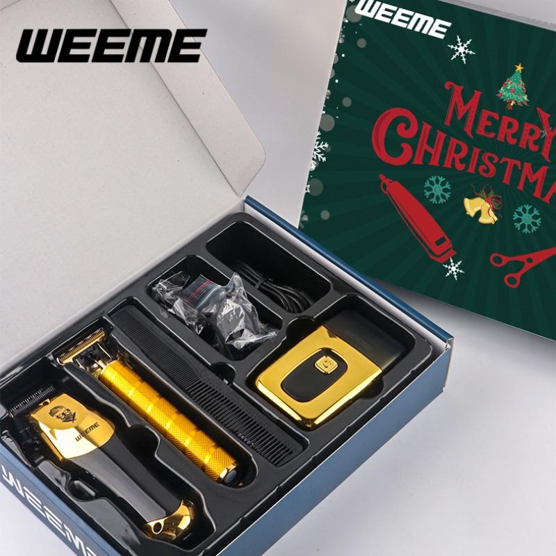 Weeme Men's Professional, USB Rechargeable Electric Shaver, T-Blade Trimmer, 8 Guide Combs, 3 Cleaning Brushes, Gift Boxed, Barber Clippers Set