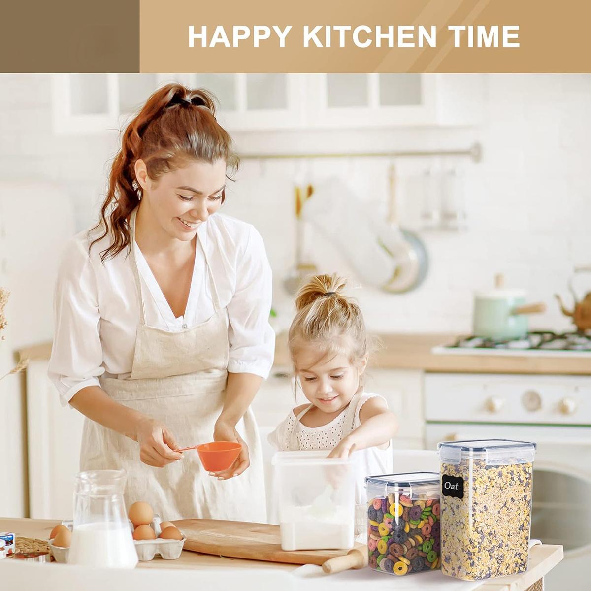 7/15/24-piece set Stackable Airtight Pantry Storage Containers, Leakproof Plastic Food Containers for Flour, Sugar & Cereal