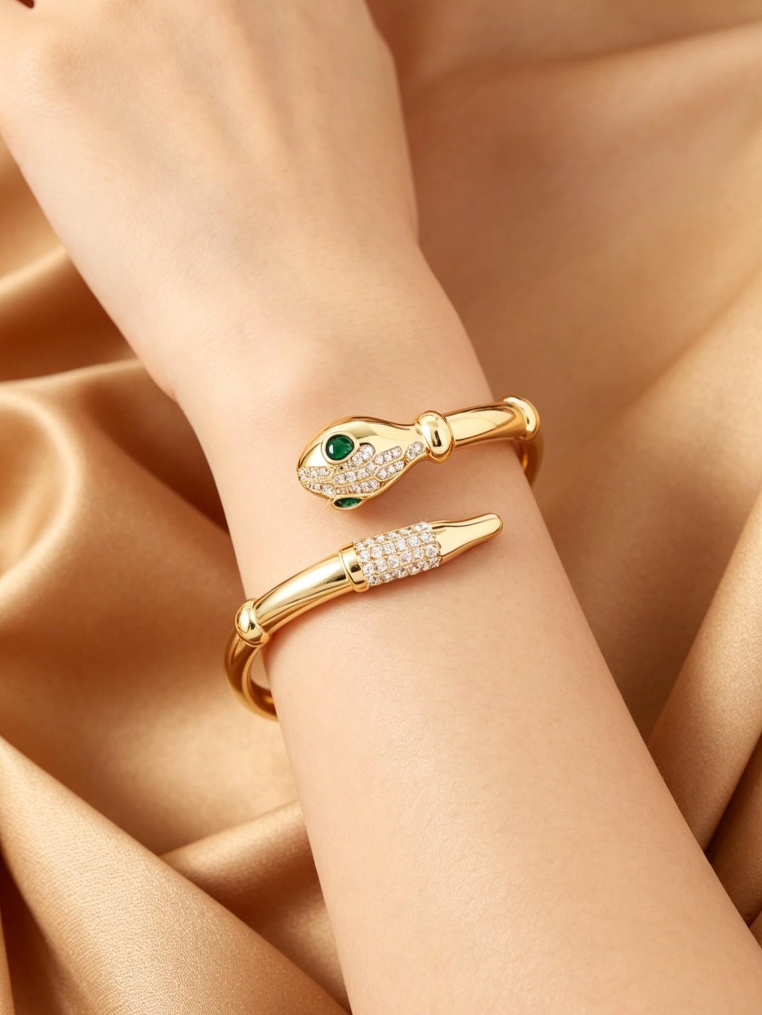 Luxury Snake Zircon Bracelet, Bamboo Joint Design, Unique Multifunctional Jewelry, Elegant Accessory for Various Occasions