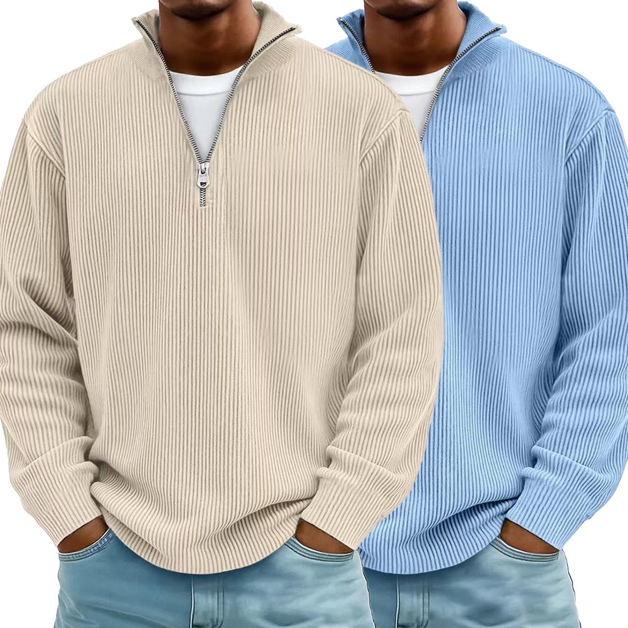 1/2 Pack Men's Corduroy Long-Sleeve Pullover with a Stand Collar and Quarter-Zip Closure, Designed as Versatile Clothing for Men for Everyday Casual Layering and Comfort. 1/2 Pack Men's Corduroy Long-Sleeve Pullover with a Stand Collar and Quarter-Zip Closure, Designed as Versatile Clothing for Men for Everyday Casual Layering and Comfort.