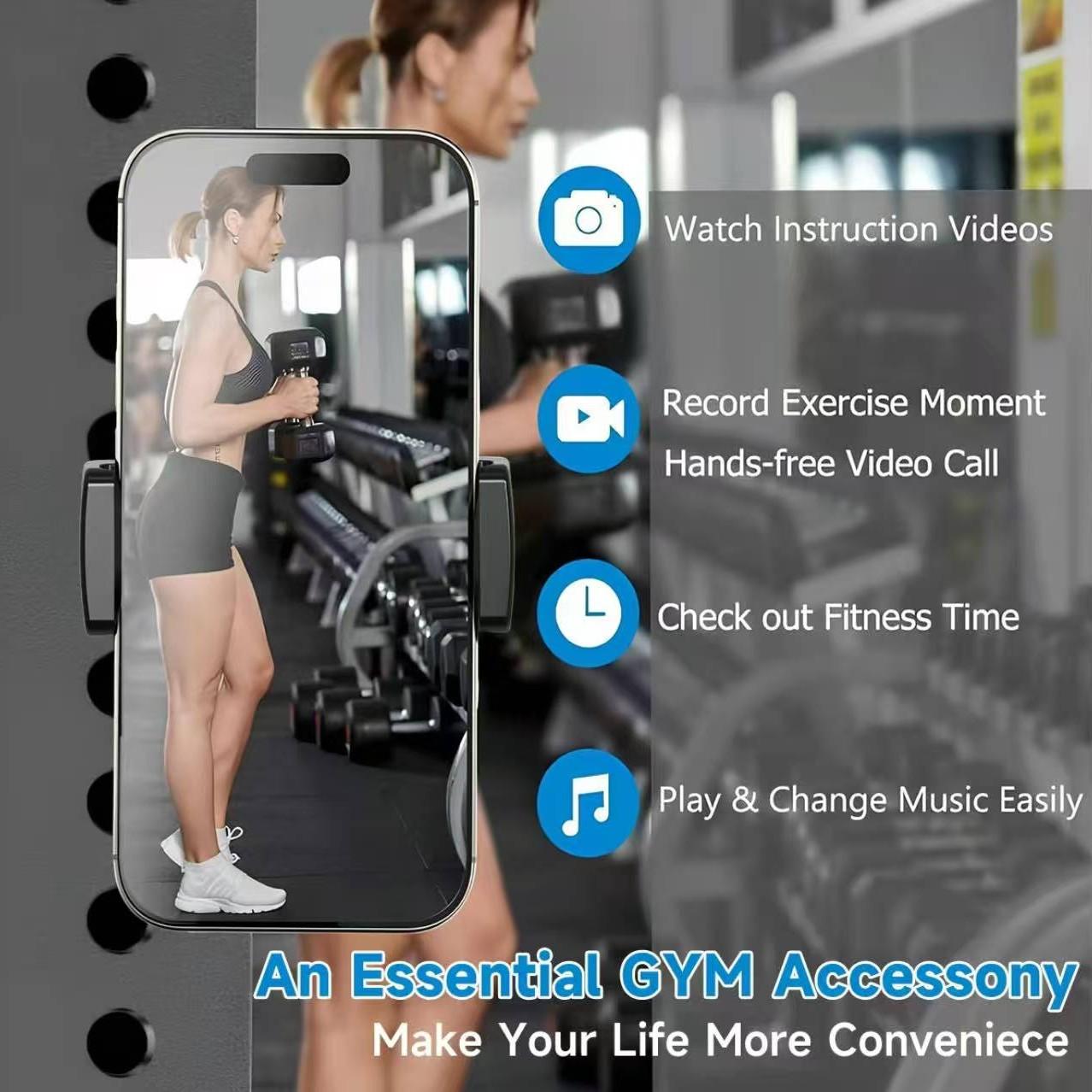 Magnetic Gym Phone Holder, 360° Rotating Strong Magnet Workout Mount for Fitness Recording, Compatible with iPhone 17 16 15 14 13 12 & Android, Portable Gym Essentials for Men Women