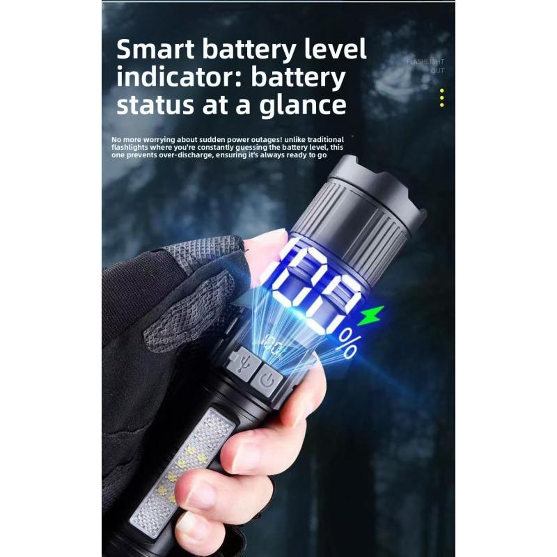 Super Bright Rechargeable Flashlight Torch, Adjustable Focus, Outdoor Camping, Fishing, Hunting, Rock Climbing, Emergency Use, High Lumens Flashlight, High Lumen Flashlights
