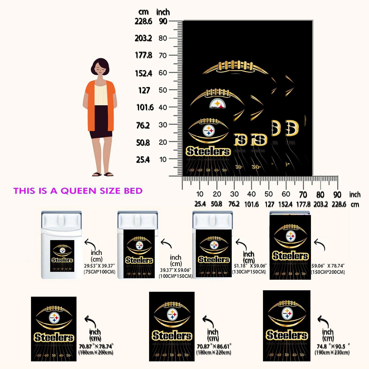 1pc Pittsburgh Steelers Football Eye Field Design Flannel Fleece Throw Blanket, Super Soft Plush Microfiber Warm Cozy Lightweight Anti-pilling for Couch Sofa Bed Living Room Office, Adults Men Women