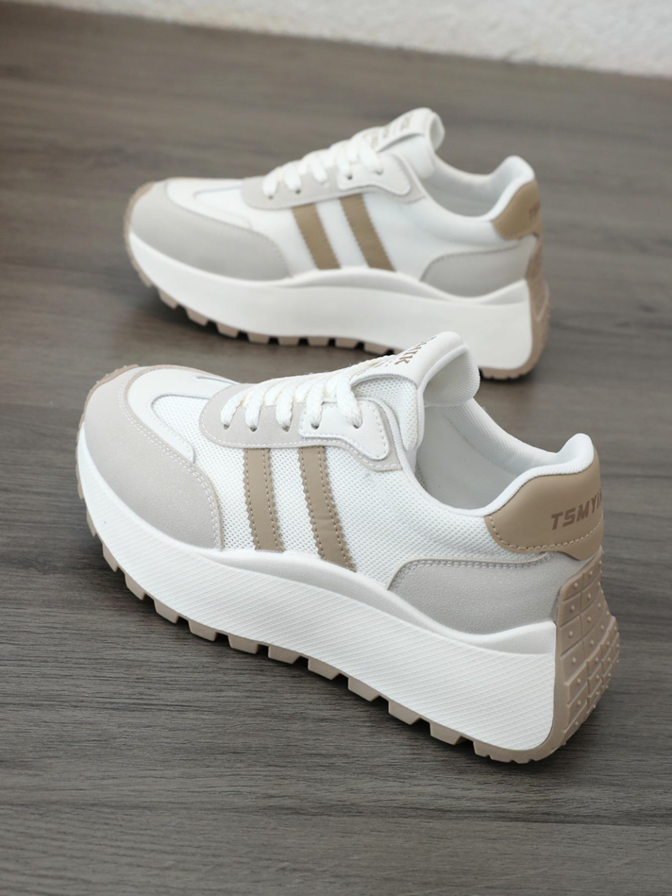 Women's All-Season Anti-Slip Sports Shoes, Sporty Running Shoes, Gym Running Exercise Sneakers, Workout Sneakers, Lace-Up Breathable Thick Sole Comfortable Lightweight