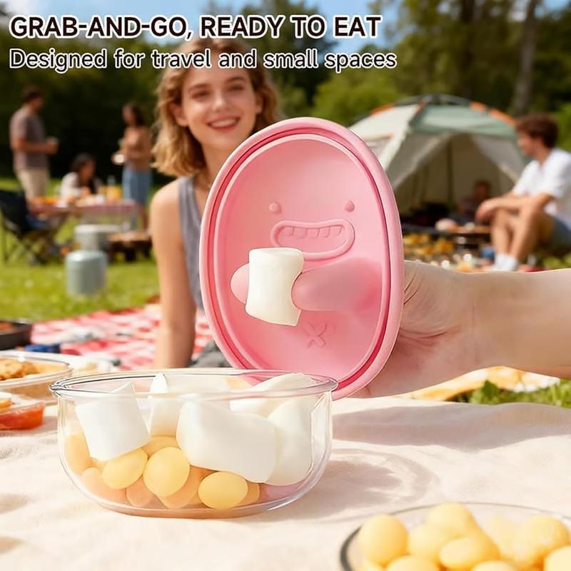 1 PC 2-In-1 No-Mess Snack Container with Fingertip Cover, Reusable Leak Proof Food Storage, Ideal for Travel Camping Outdoor Party