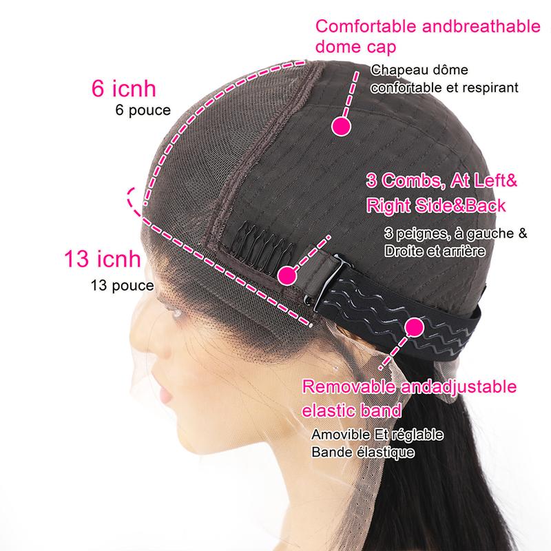 13x6 Lace Front Wigs Human Hair Body Wave Brazilian Hair Wigs For Women Natural Hair Line Pre Plucked Bleached Knots 13x6 HD Transparent Lace Frontal Wig 180% Density