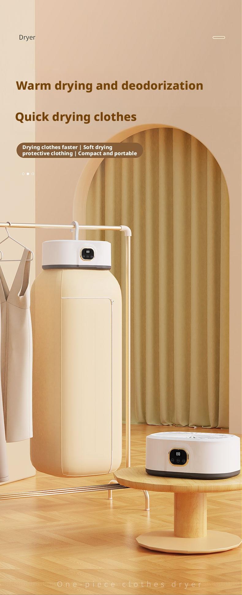 Folding Electric Clothes Dryer, Sterilizer and Dryer, Smart Fast Drying with Timer, Portable and Compact Design for Home, Dorm, Travel, RV Use