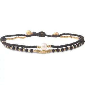 Made by Nami Boho Surfer Anklet Waterproof & Adjustable Beaded Anklets for Women Beachy Ankle Bracelet Made from Waxed Cotton Rope and Beads for Summer and Hippie Style