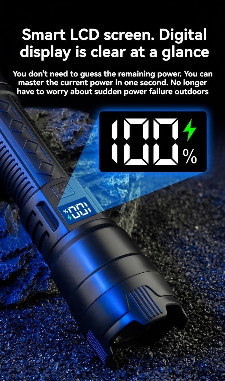 4pcs Rechargeable High-Power LED Flashlights with Zoomable Spotlight, USB Cable, Super Bright, Long Range, Tactical Work Light for Camping, Hunting, Hiking, Emergency, Adjustable Tactical Flashlight