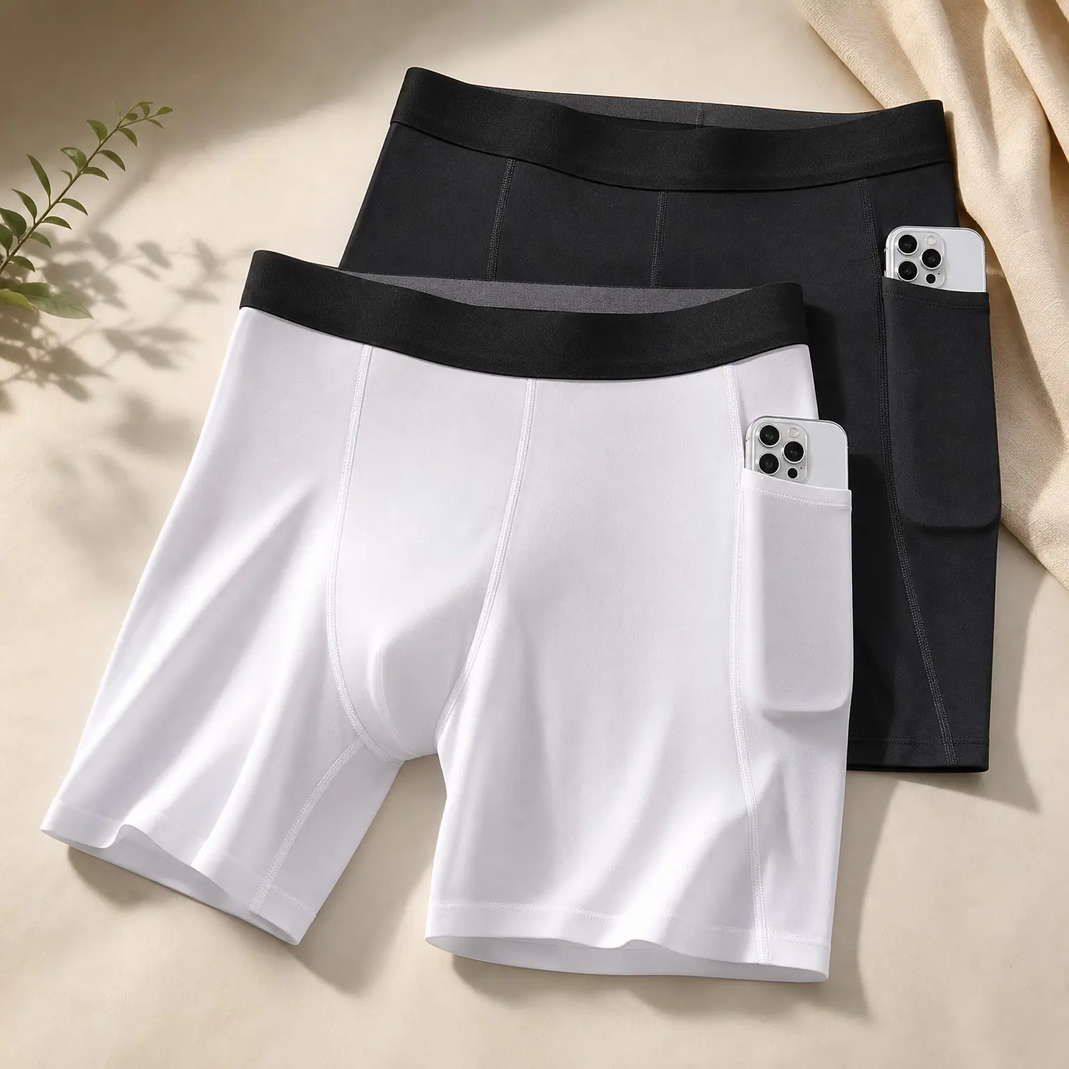 Men's 2-Pack Compression Shorts with Pockets - 9" Performance Spandex Base Layer for Running, Workout & Athletic TrainingGift