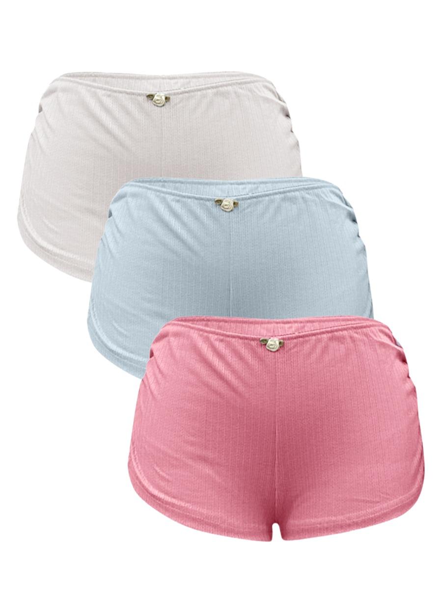 Three-pack Women's Y2K Shorts, Micro Shorts Side Slit Stretch Pajamas Shorts, Slim Fit Ruched Bottoms Cute Leggings