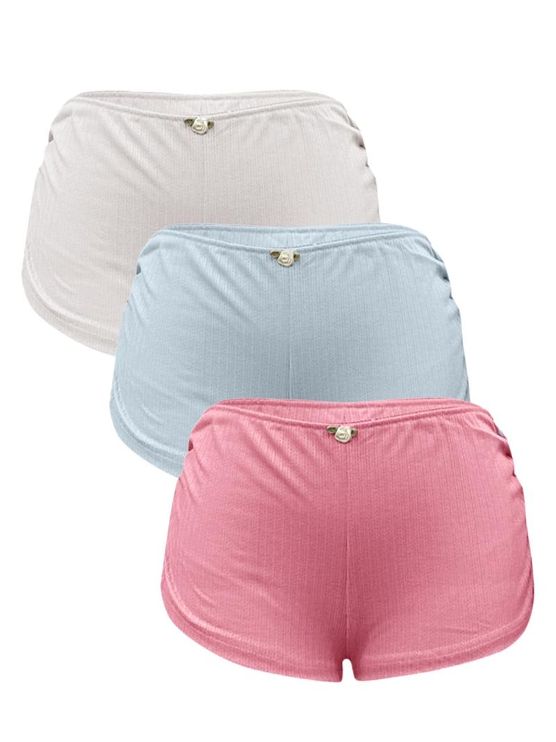 Three-pack Women's Y2K Shorts, Micro Shorts Side Slit Stretch Pajamas Shorts, Slim Fit Ruched Bottoms Cute Leggings