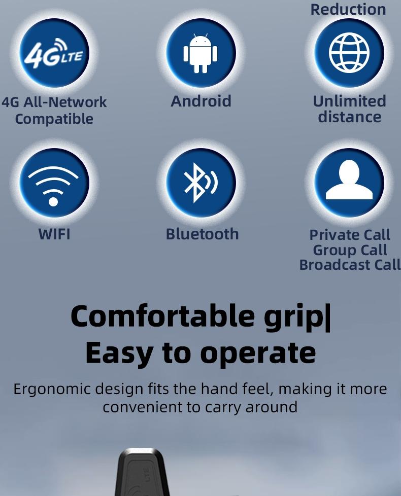 SIM card lifetime free support for 2g4g, Bluetooth WiFi, portable handheld walkie talkie for long-distance communication, suitable for outdoor exploration, fleet travel, two-way walkie talkie