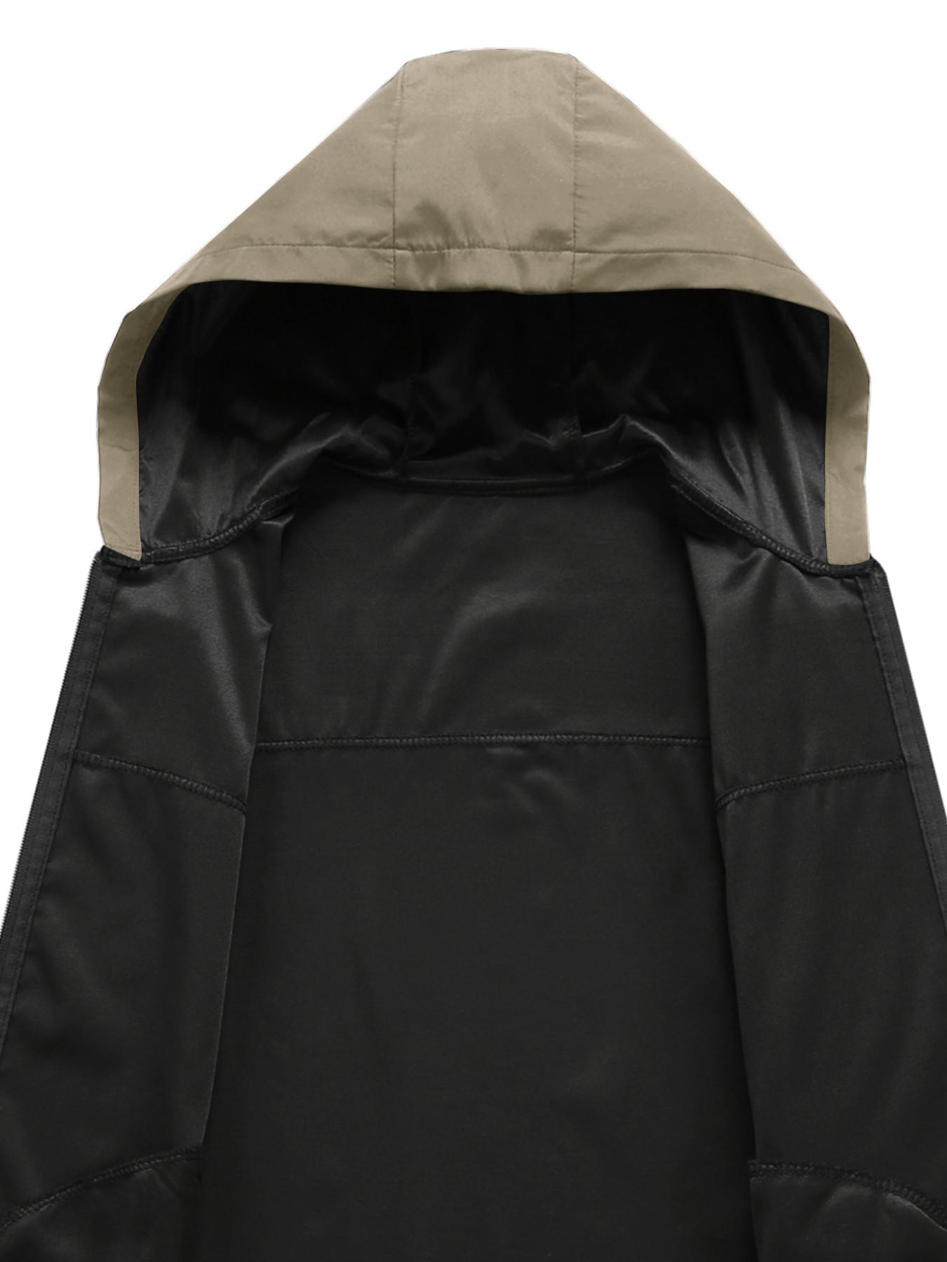 Men's Windproof Jacket, Quick-Dry Breathable Lightweight Outdoor Coat, Hooded Parka with Multiple Pockets, Streetwear & Sporty Style