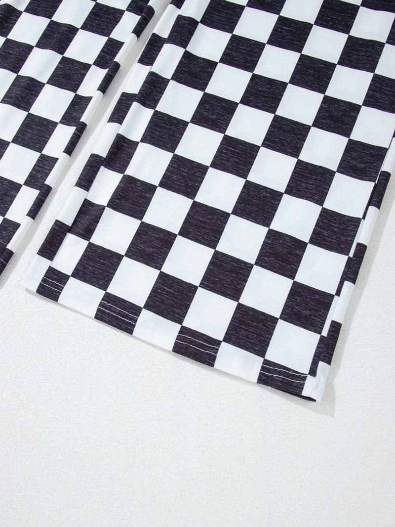 Women's Plaid Print Wide Leg Pants, Casual Comfy Trousers for Daily Wear, Ladies Bottoms for All Seasons