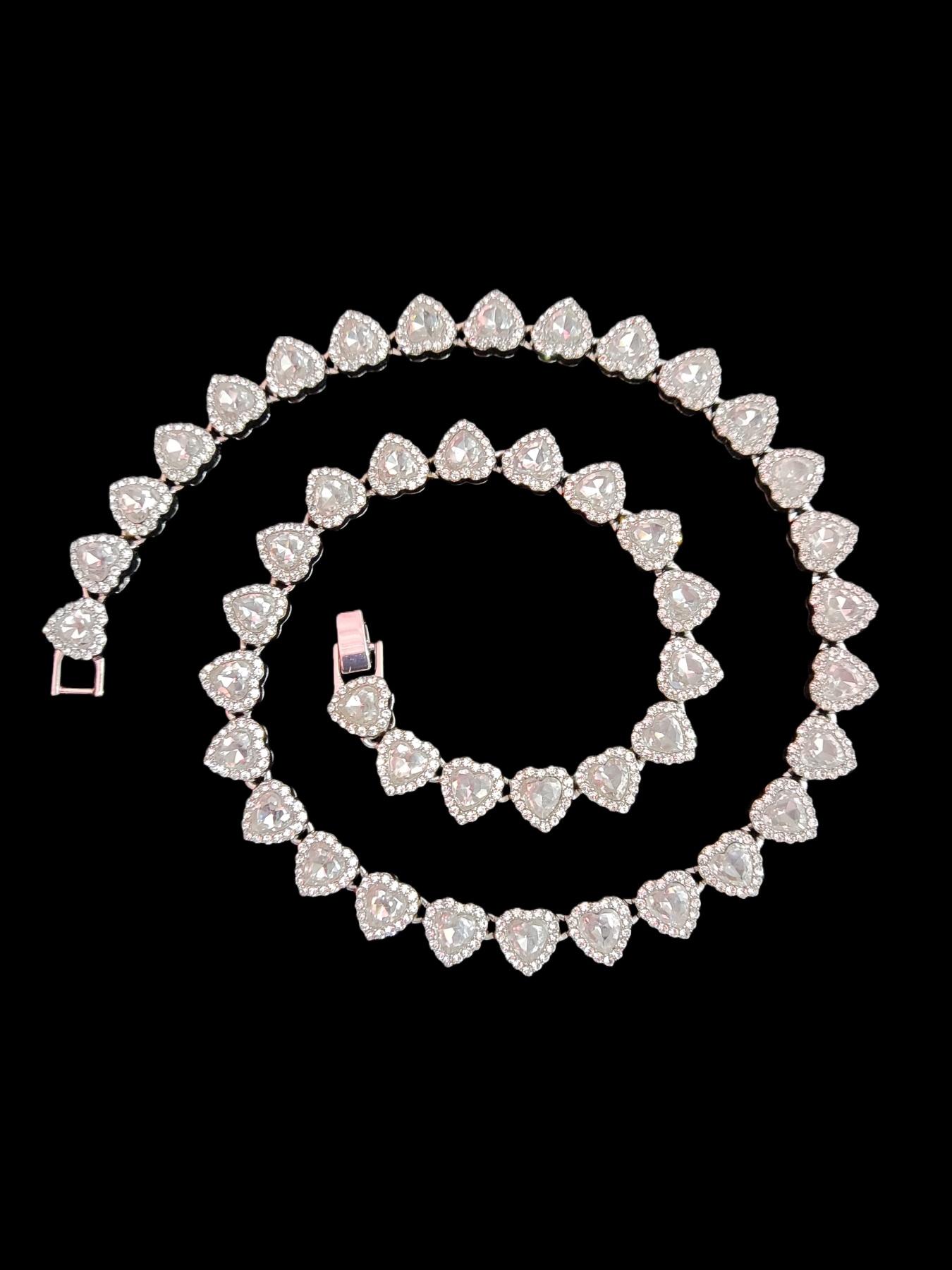 1Piece 10mm Rhinestone Glass heart-shaped chain necklace for Women, hip-hop punk heart necklace, Elegant Rhinestone Necklace, Love Heart Necklace, Exquisite Chain Jewelry, fashion jewelry, suitable for daily wear or party, Valentine's Day gift.