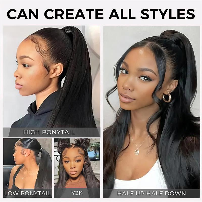 Mscoco Clip In Human Hair Extensions invisible And Seamless Yaki Straight/ Body Wave/ Silky Straight Real Human Hair Clip In Quick Weave No Salon Needed 7pcs/pack Easy To Install