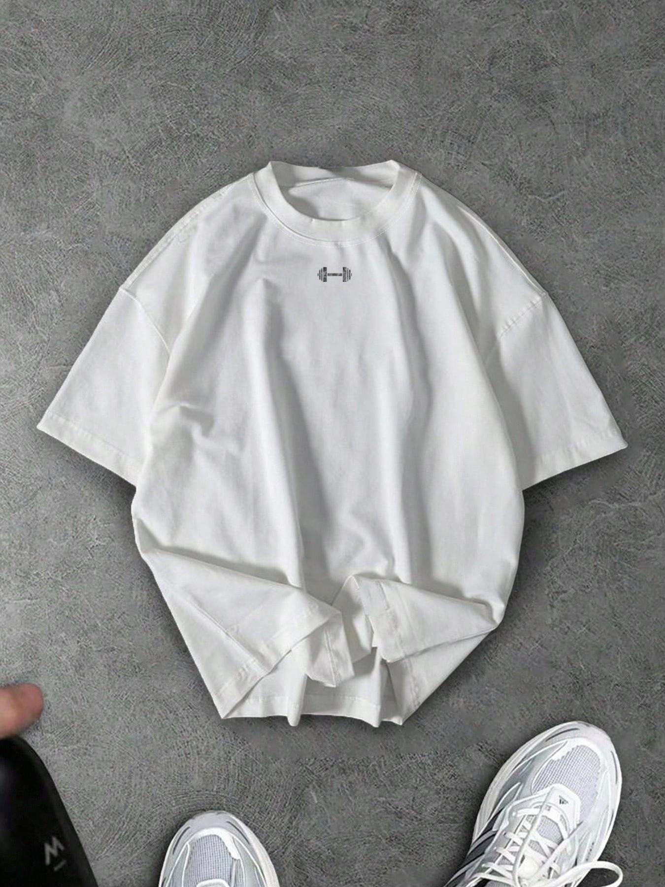 3-Pack Unisex Oversized T-Shirts with Small Dumbbell Chest Print, Minimalist Streetwear for Gym Enthusiasts and Casual Everyday Wear