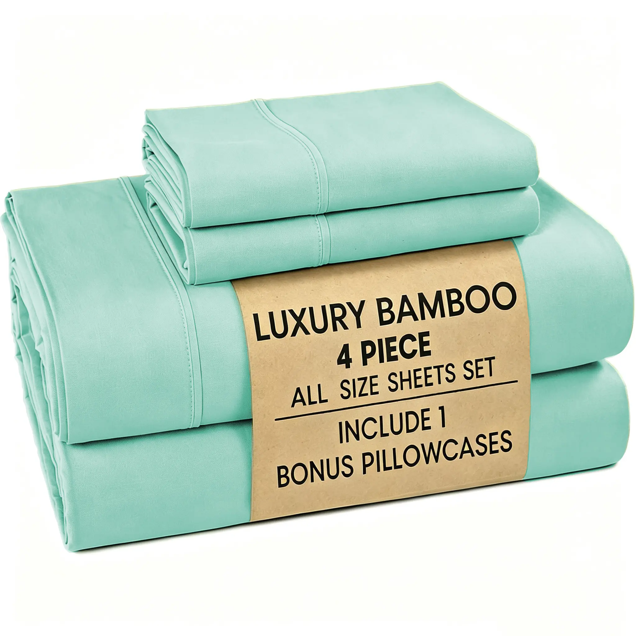 MUXHOMO 3/4 PCS Cooling Sheets Set - Bamboo Bed Sheets Set Queen Size - Luxury Fitted Sheet Set - Ultra Soft Sheet & Pillowcase Sets - Deep Pockets - Unmatched Comfort & Softness Sleep - Perfect Fit For All Beds Set