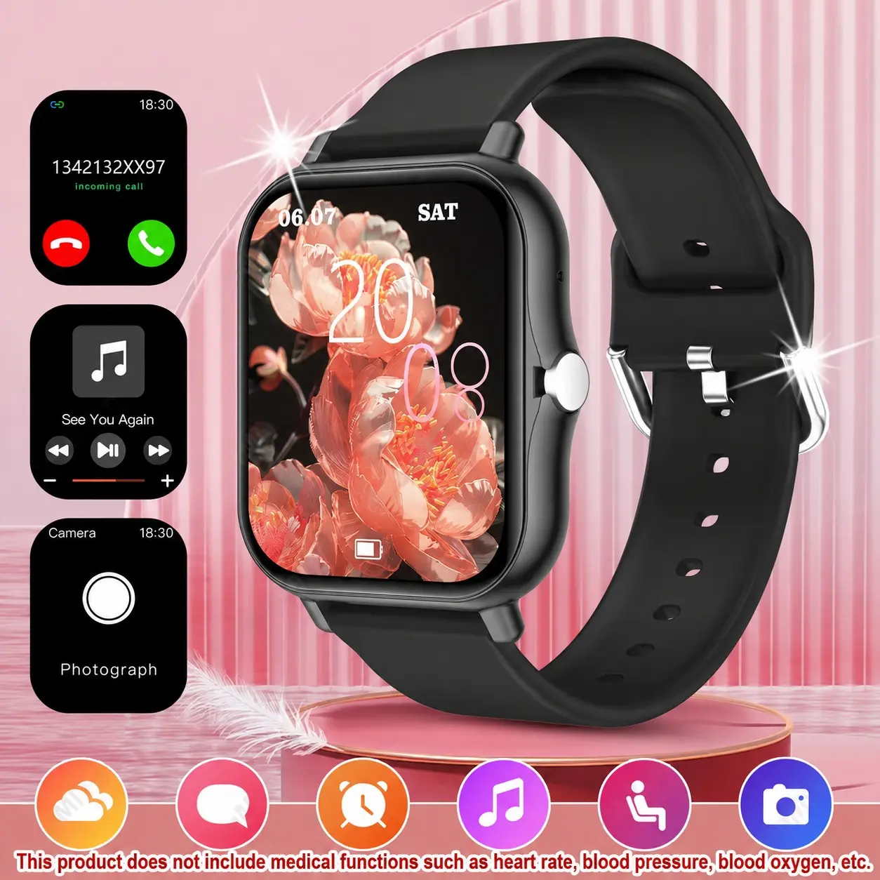 Hot Smartwatch for Men and Women, 1.83-Inch Touchscreen, Call Answering, Multiple Sports Modes, Step Counter, Bluetooth-compatible Connection, Smartwatch with Pedometer