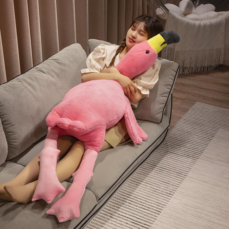 Big Size Flamingo Doll Stuffed Toy Soft Big Pillow Girl Heart-shaped Rag Bed Leg Birthday Christmas Gift Plush Toys