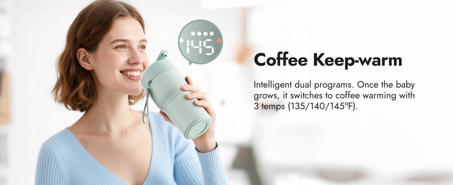 Papablic Pro Portable Bottle Warmer for Travel – Fast Heating, Built-in Sterilizer, 30W Fast Charge, 5-Temp Control, Easy-Clean Wide Mouth, Baby Milk Warmer for Breastmilk & Formula