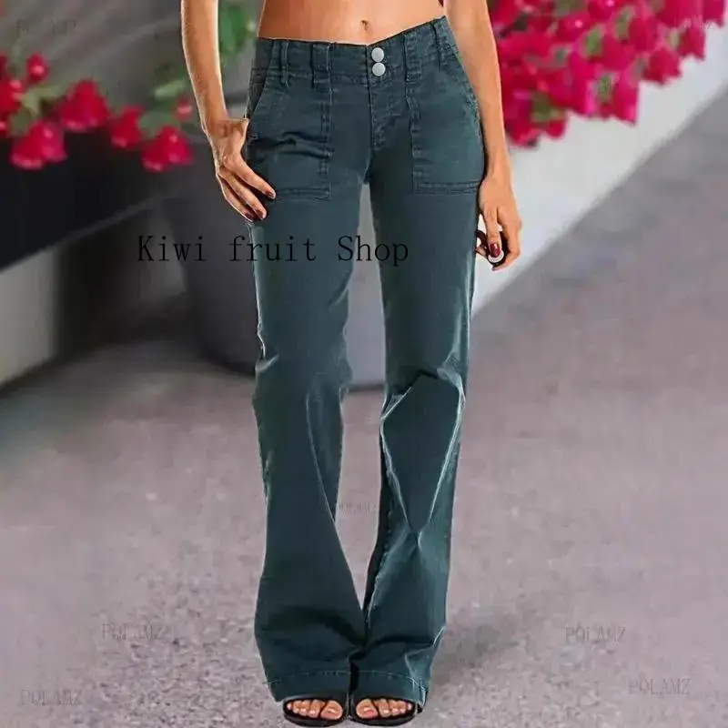 NEWNEW(New)2026New Women's Double Button Jeans Straight Fashion Denim Pants Mid-waist Wide-leg Nine-inch Jeans