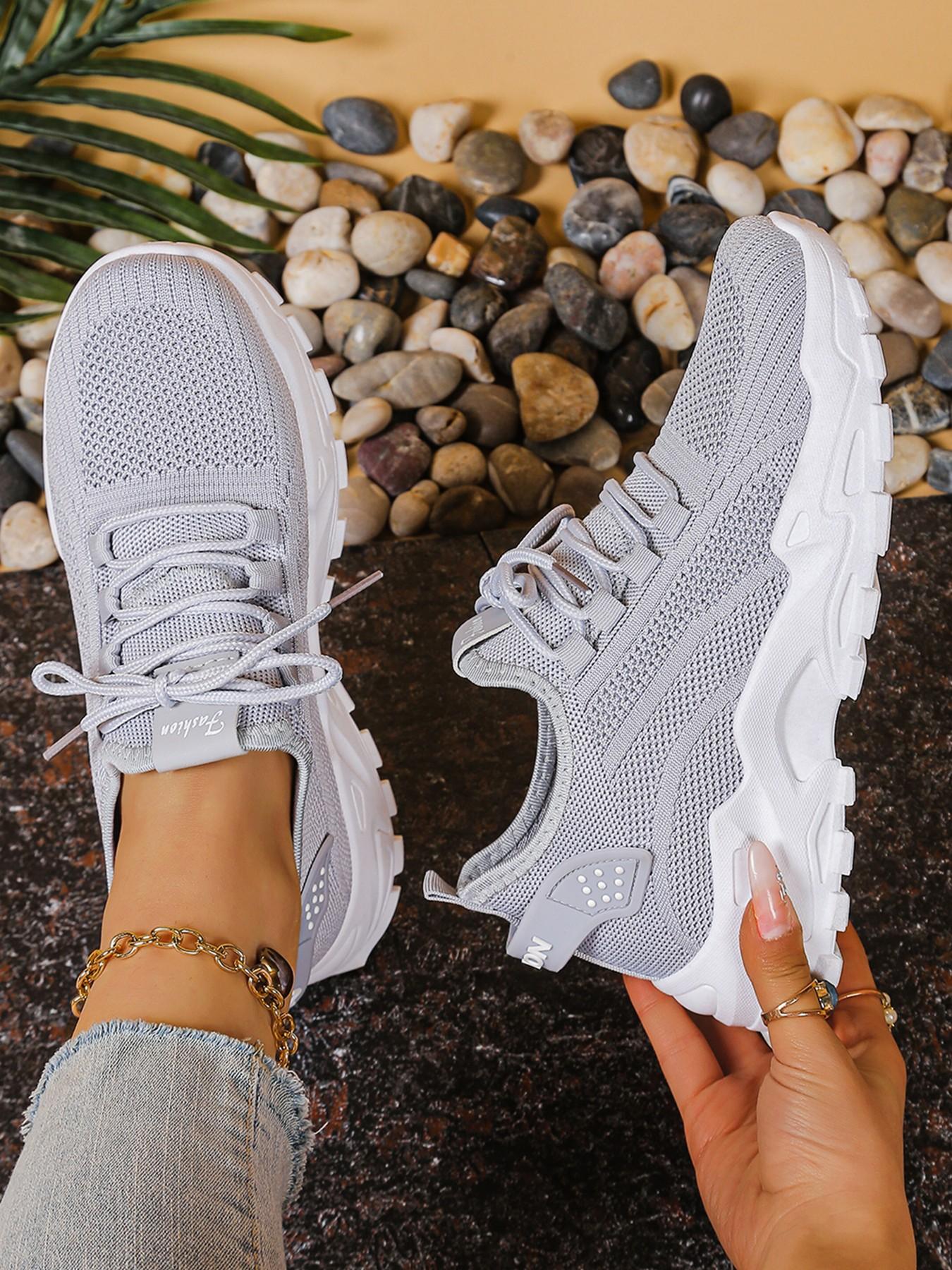 Comfortable Large size Women's white shoes  summer mesh lace sneakers, low-top Breathable running shoes | travel and vacation leisure