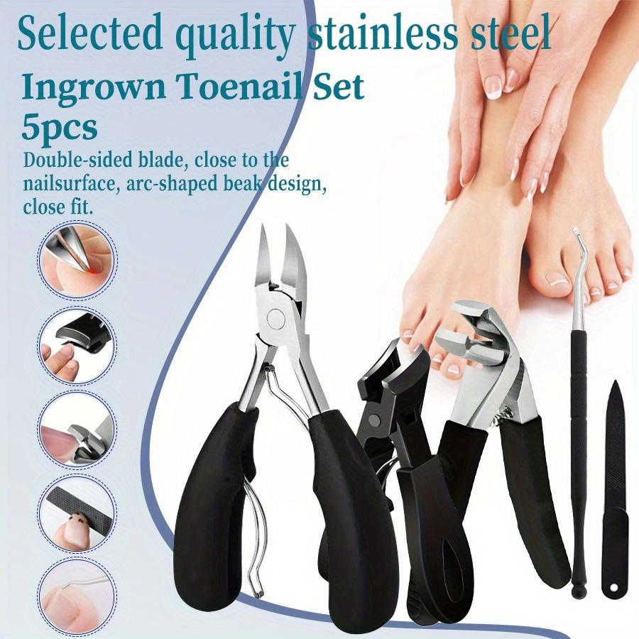 5Pcs Ingrown Toenail Tool Kit, Heavy Duty Stainless Steel Toenail Clippers for Thick Nails, Professional Pedicure Set for Ingrown & Hard Nails, Perfect for Seniors & Home Use