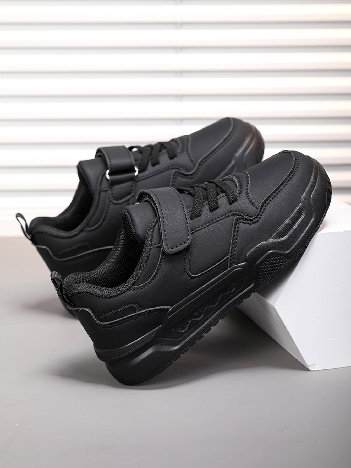 Fashionable Adjustable Low-Top Sneakers, Comfortable Lightweight Sports Shoes for Kids, PU Leather School Running Shoes, Trendy Trainers