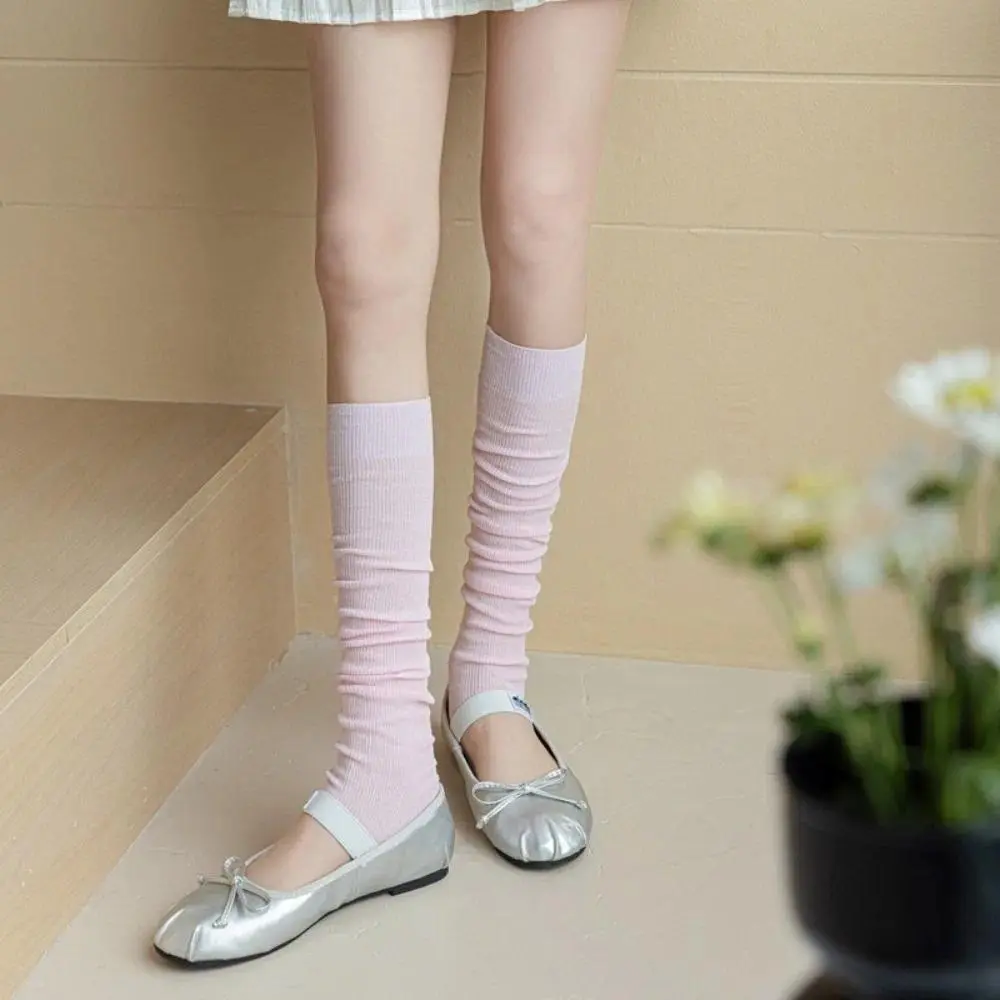 1Pair Over Knee-High Women Stockings New Fashion Cotton Long Knee Sock Thin Breathable Solid Color Long Knee High Socks 5Colors