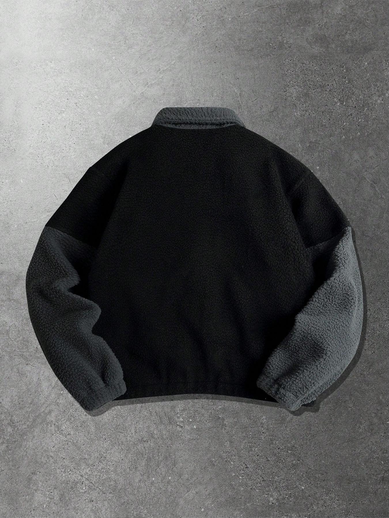 Y2K Cybercore Star Embroidery Sherpa | Oversized Black Grey