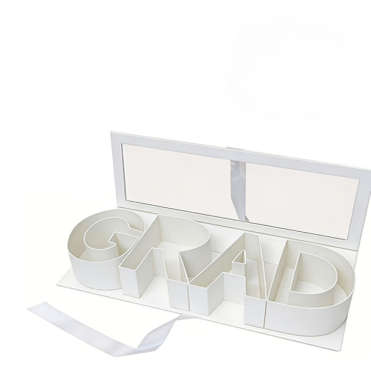 2026 Graduation Season DIY Letter Gift Box, GRAD Shaped Fillable Paper Gift Box, Graduation Bouquet Packaging Card Holder Keepsake Bracelet Box, Great for High School and College Graduation Gifts