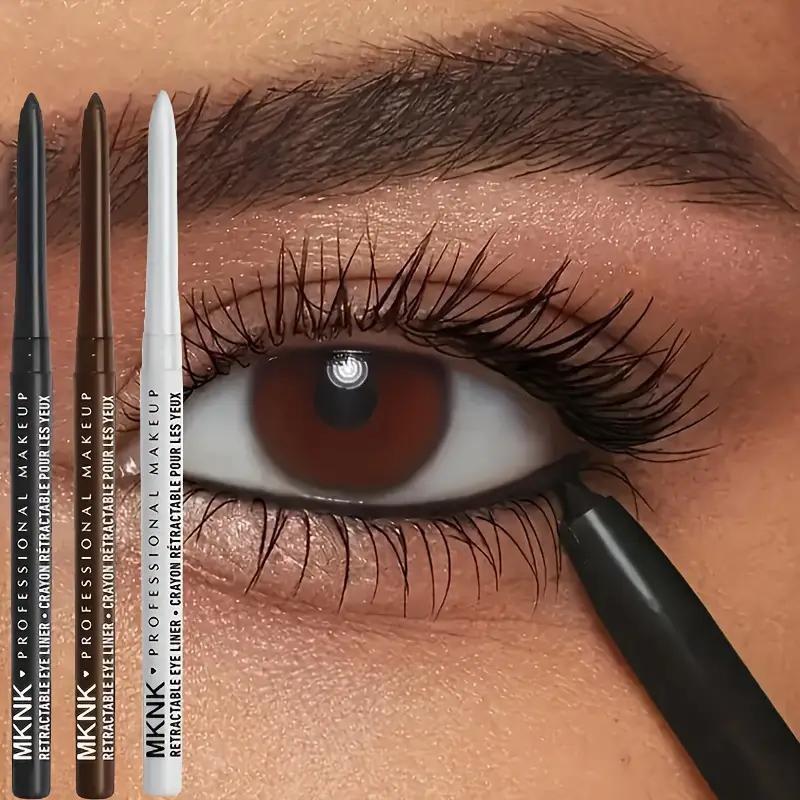 3-piece Waterproof Gel Eyeliner Set - Smudge-proof, long-lasting eye makeup, brown, white, black - perfect for parties and everyday glam, easy to use, a must-have eyeliner for travel, suitable for makeup enthusiasts and beginners
