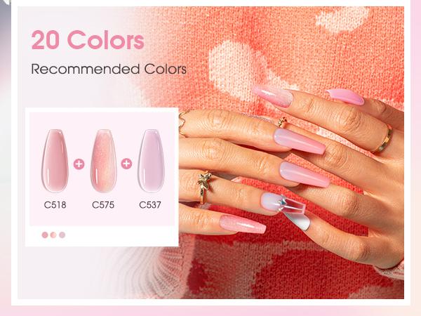 ROSALIND Mini 24Pcs Gel Nail Polish Set-20Pcs Dream Princess Pink Series Nail Gel Nail Polish with 4Pcs Base Coat and Glossy&Matt Top Coat Nail Gel Manicure Cosmetic Gift Set Need Uv/Led Cure