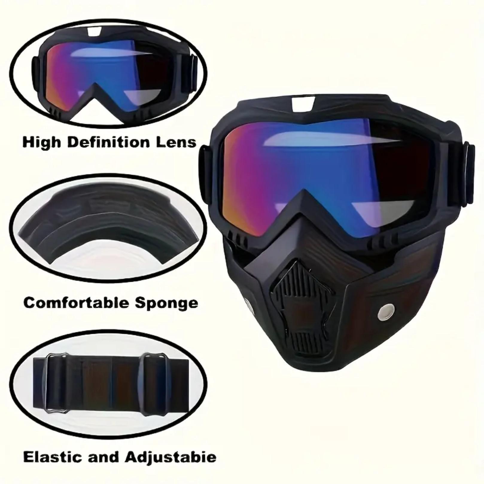 Full Face Protective Goggles - Anti-Fog High-Definition Lenses, Detachable Adjustable Face Mask, Comfort Cushion Sponge Padding, Durable Plastic Build for Yard Work, Outdoor Manual Labor