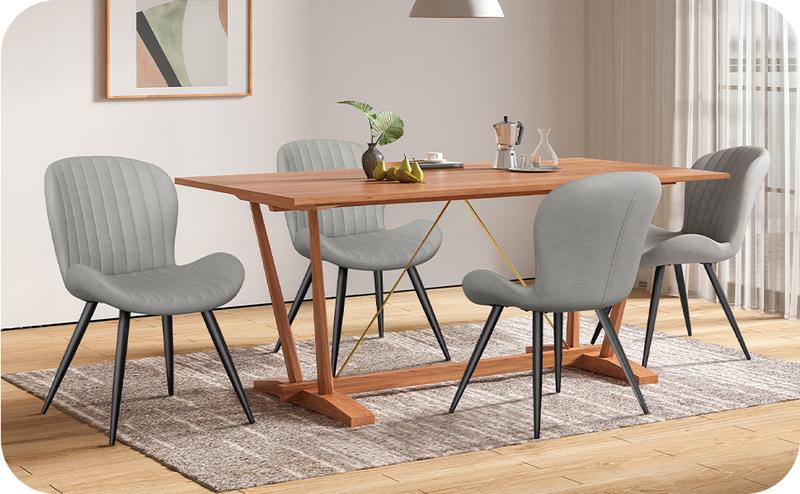 Dining Chairs, Modern Dining Room Chairs Comfy Backrest Thick Upholstered Kitchen Chairs 19IN Height with Metal Legs Dark Grey