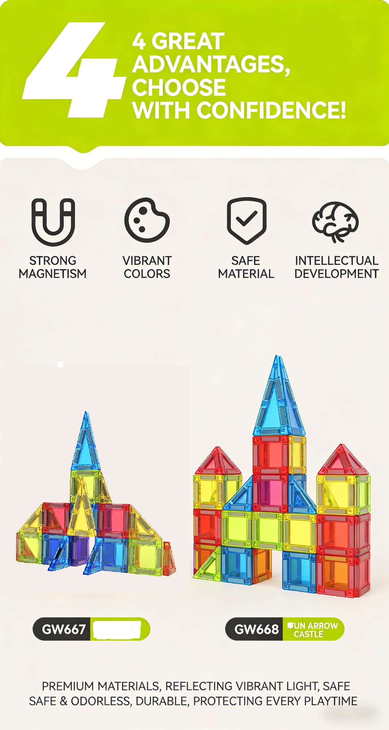 3.75cm Magnetic Color Window Tiles, Pocket Mini Portable Travel Iron Box Set, Educational Toy, Holiday Gift, Easter, Kids' Day, Christmas