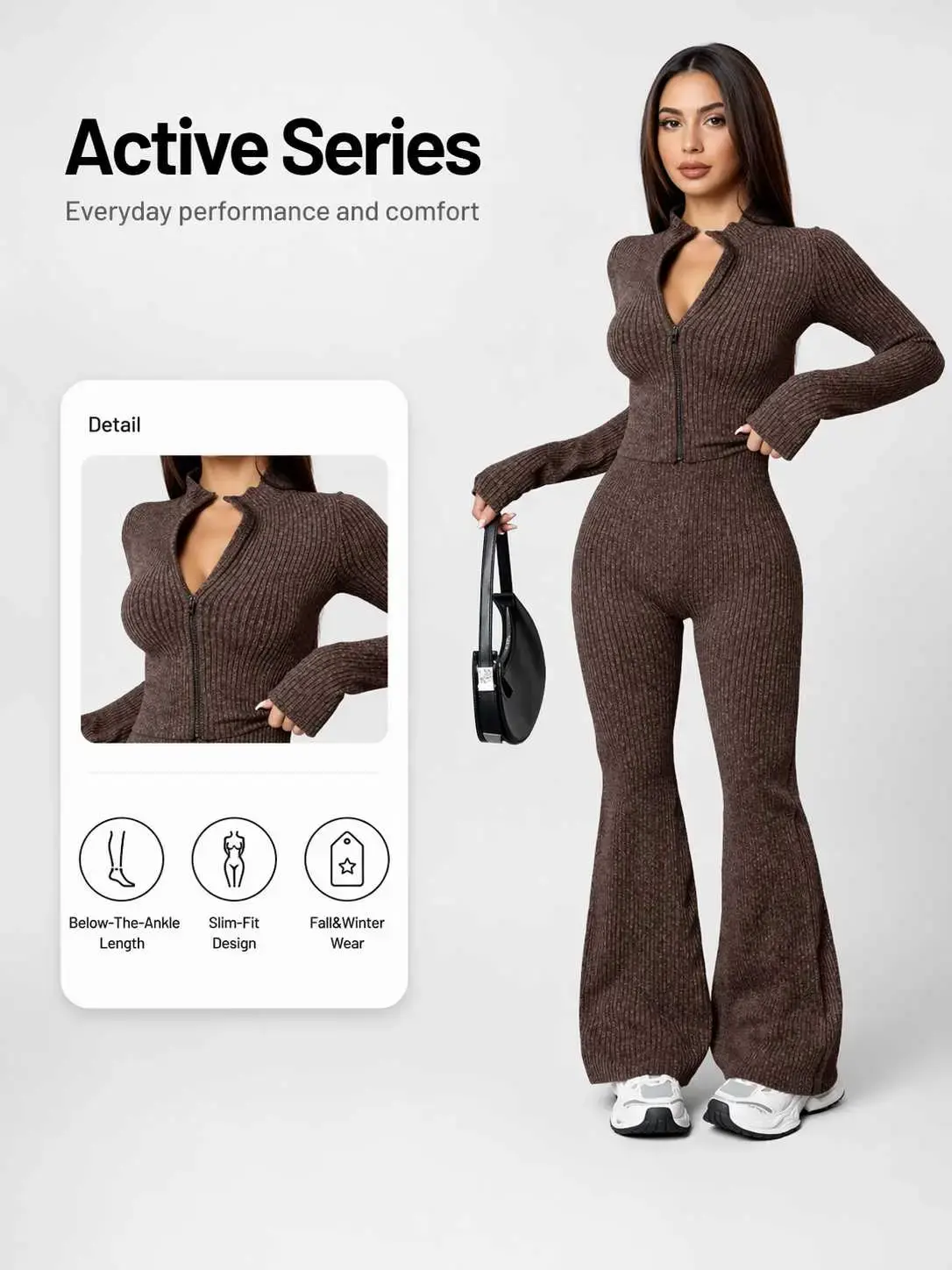 Women's Sportswear Set, Activewear Tracksuits, Fall & Winter Women's Sports Clothing, Zipper Long Sleeve 2-Piece, Slim Fit Casual Fitness, Sweatsuit Outfits, Athleisure Sportswear Set, Solid Sports Sets, Casual Sporty Set, Sporty Fashion Set