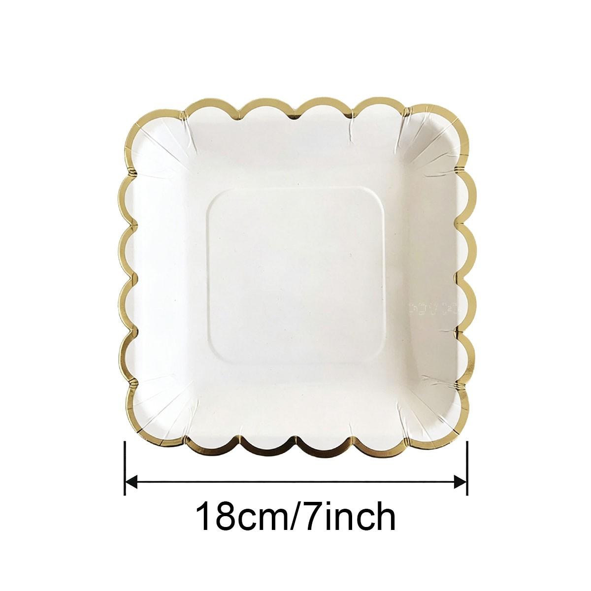 5 Piece Square Paper Plates, Sweet Treats Appetizer Dishes, Perfect for Parties, Weddings, Birthdays, Celebrations, Disposable Paper Plates