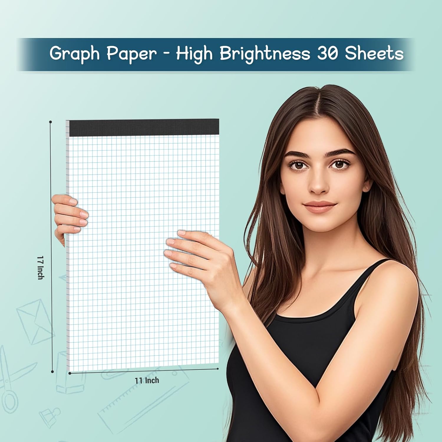 Large Graph Paper Pad 11 x 17, Grid Paper, 4x4 Graph Ruled, Blueprint Quadrille Pad, 30 Sheets Engineering Paper, Drafting Paper, Graft Paper for Architect Engineer Designer Mathematician Draftsman