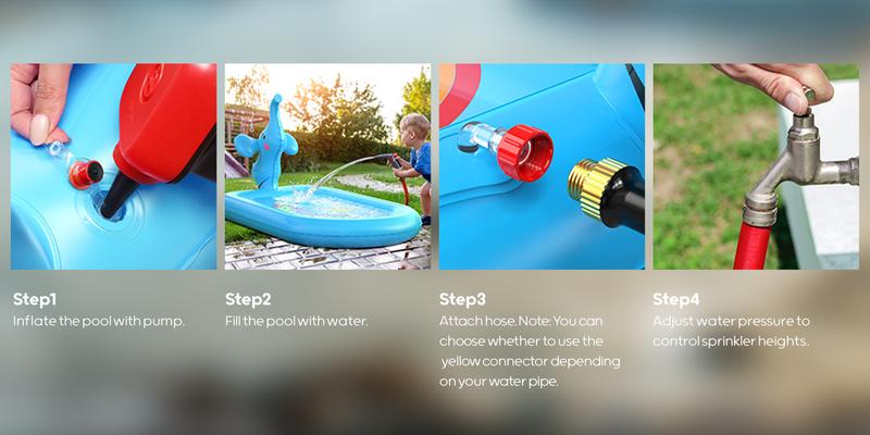 QPAU Inflatable Pink Mermaid Pool with Water Pump Holder: Splash Pads for Toddlers 1-3, Kids Toy Splash Pad, Outdoor Baby Play Mat, Birthday Girl Gifts for 1 Year Old Girl