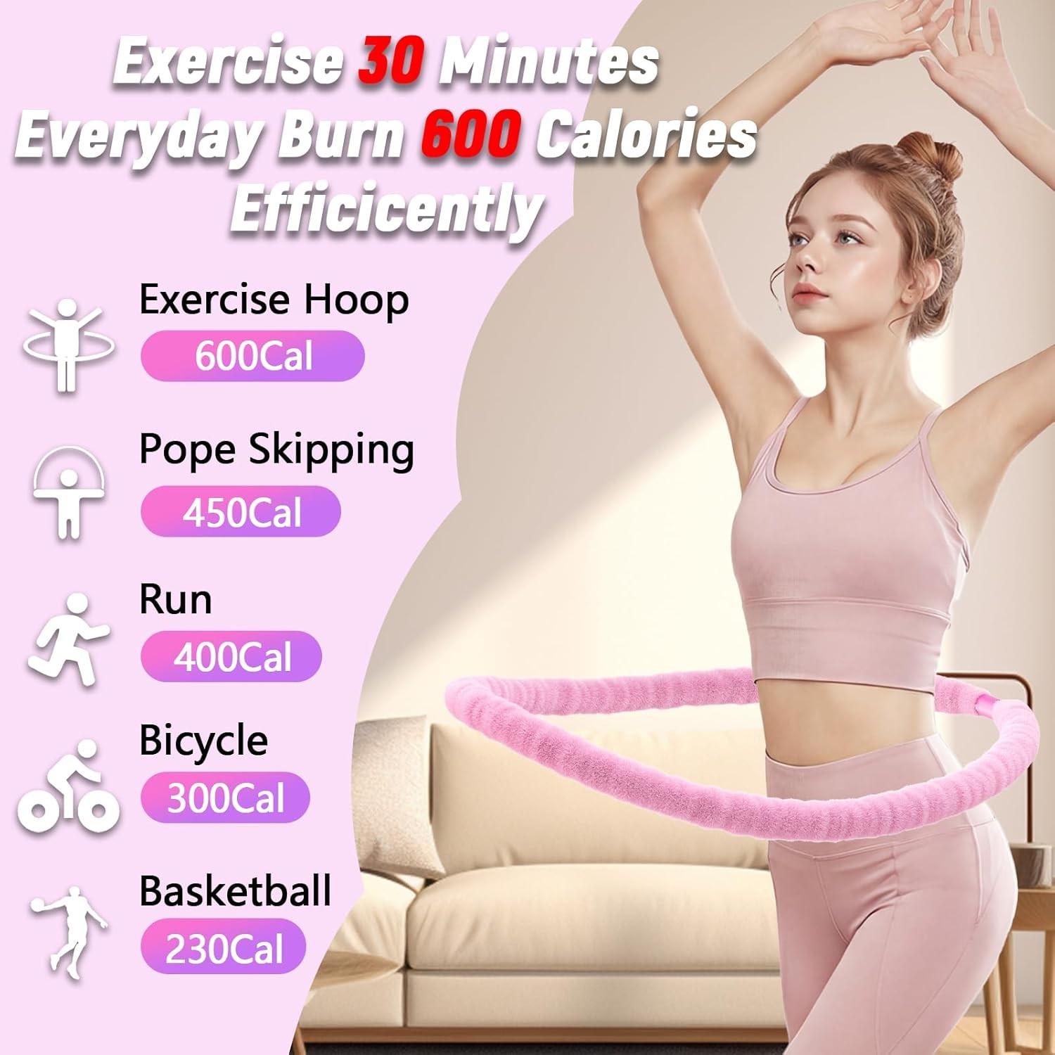3.3 lbs soft spring weighted fitness hoop for adults, designed for core muscle training and core workouts. Portable slimming fitness equipment suitable for adults' at-home core training.