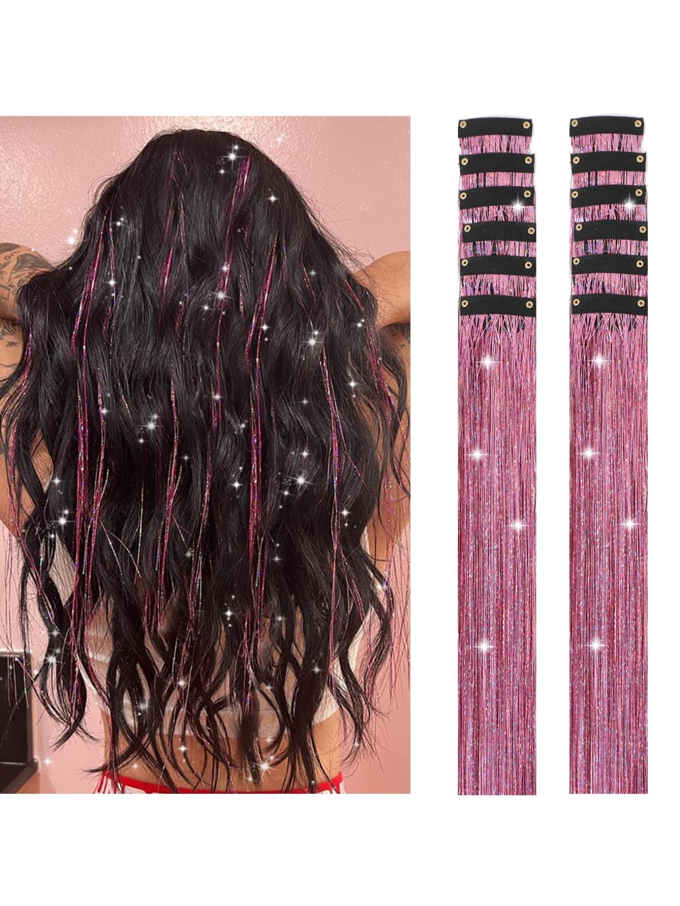 Rainbow Hair Tinsel Pack of 12 Pcs Clip in Hair Tinsel 20 Inch Glitter Tinsel Hair Extensions, Festival Tinsel Fairy Hair Extension Party Dazzle Hair Accessories Strands Kit Clip on Hairpieces Rainbow Hair Tinsel Pack of 12 Pcs Clip in Hair Tinsel 20 Inch Glitter Tinsel Hair Extensions, Festival Tinsel Fairy Hair Extension Party Dazzle Hair Accessories Strands Kit Clip on Hairpieces