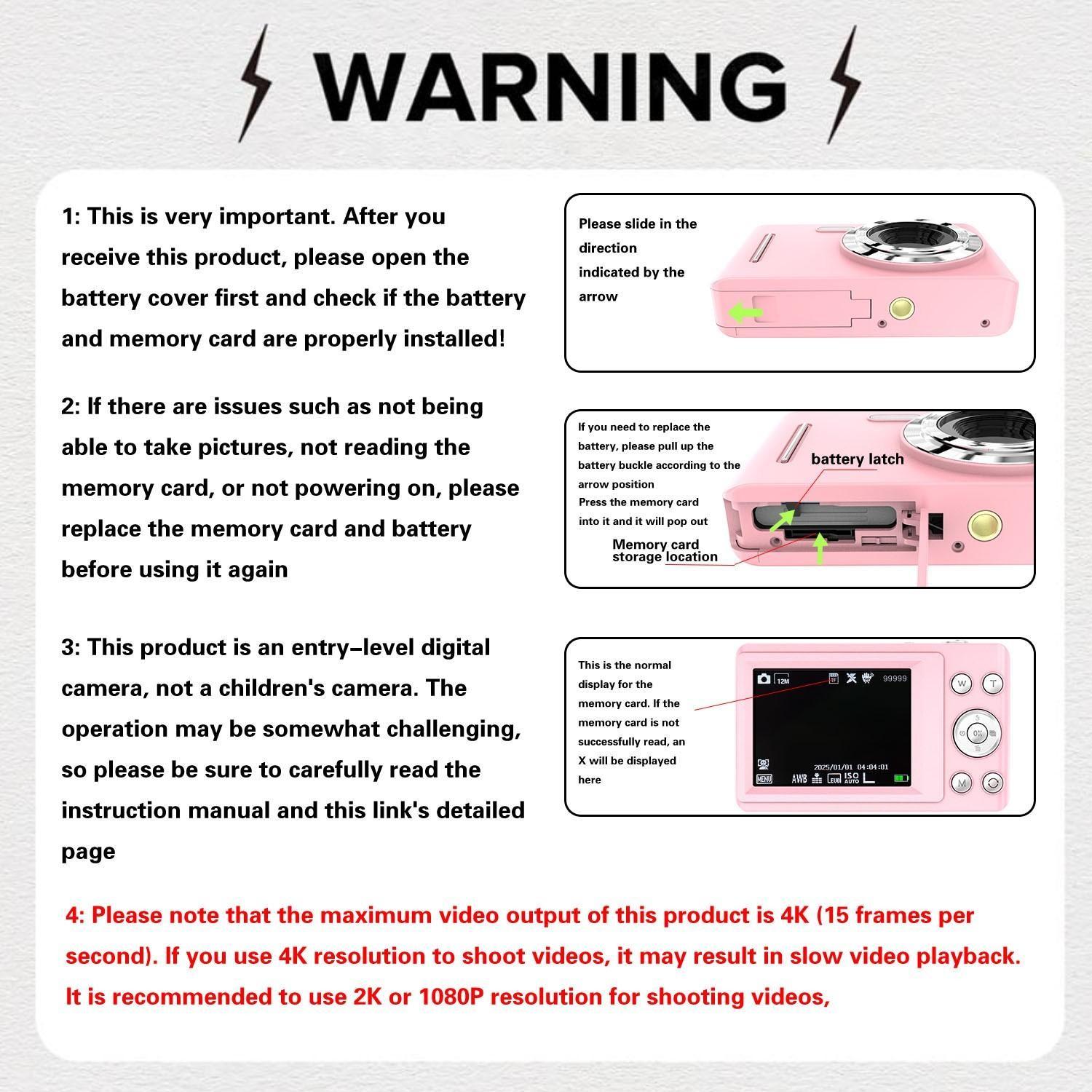 Digital Video Camera for Travel, Outdoor Photography, 1080P Lens, Auto Focus, Image Stabilization, 16x Zoom, 32GB Card, Dual Batteries