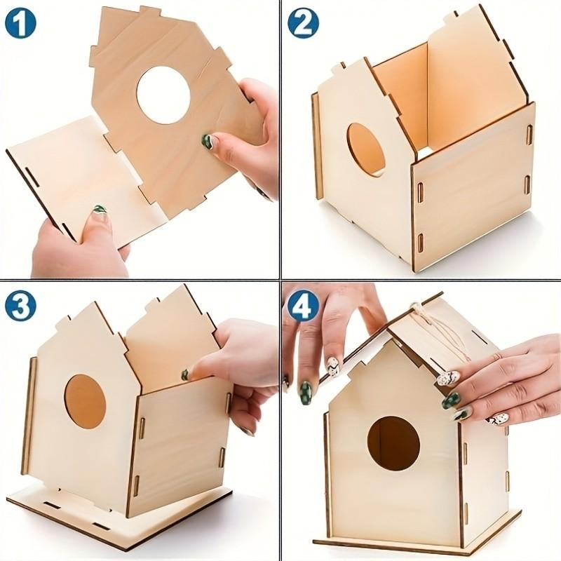 Unfinished DIY Wood Birdhouse Kit, Paint Your Own Wooden Craft Birdhouse, Perfect for Crafts, Parties, Birthdays, DIY Art Supplies