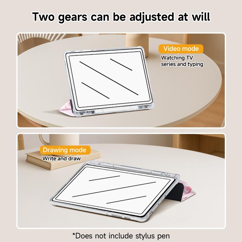 Pink Base Butterfly Tri-Fold iPad Case, double-sided print, built-in pencil slot, adjustable kickstand, auto sleep/wake function, Compatible with iPad 10th/11th Gen, iPad A16, iPad Air 11"/13", iPad Pro 11", iPad 2025 and Galaxy Tab S9 FE+ 12.4''series
