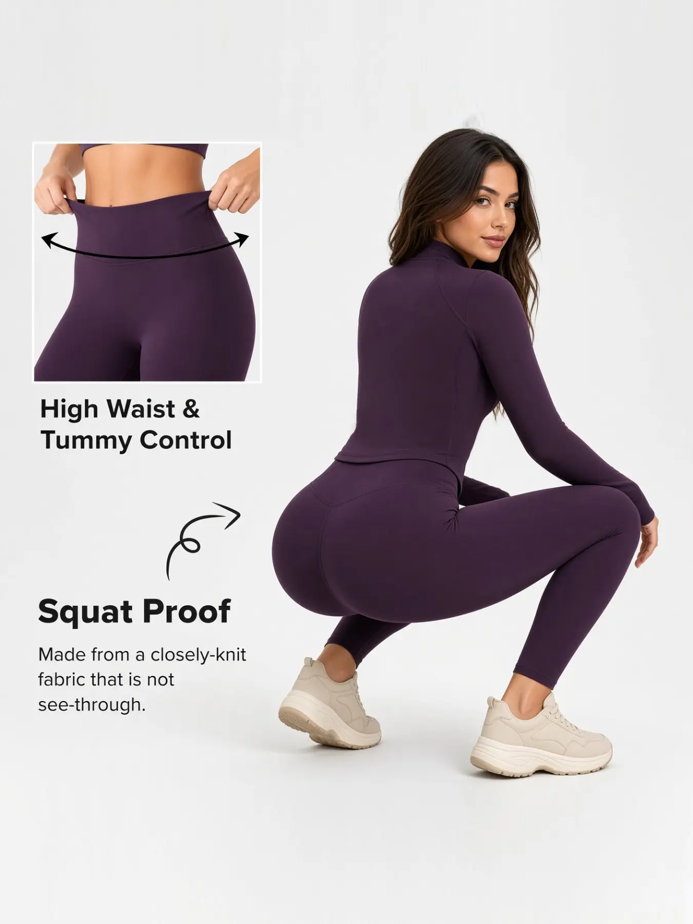 S8819 Autumn New Arrival 2 Piece Yoga Set Full Zip Jacket High Waist Leggings Soft Stretch Fitness Yoga Fitness Clothing