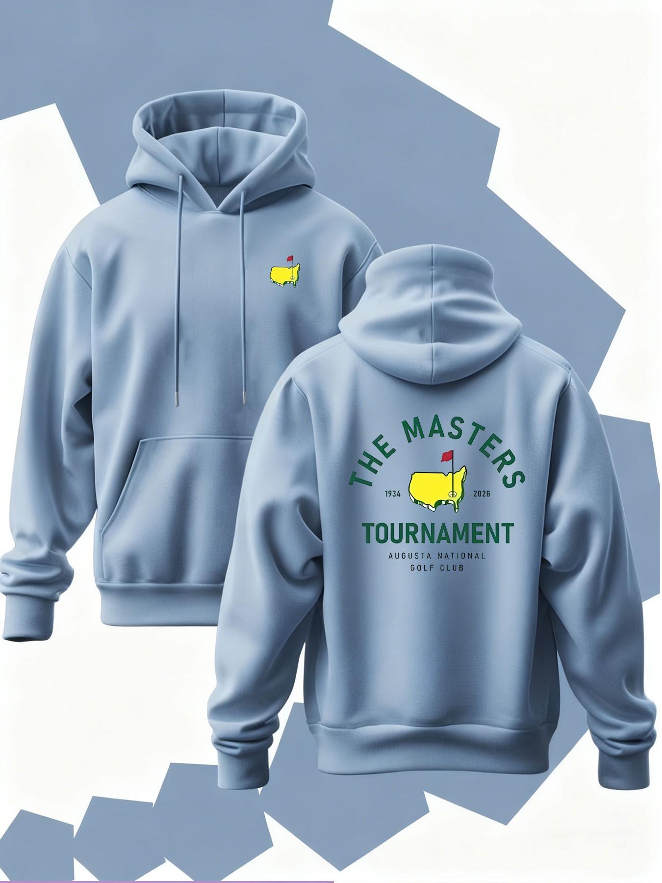 New Men's Hooded Sweatshirt with Map Outline Print, Soft Stretch Knit Fabric, Casual Daily Wear, All Season Hoodie, Fun Style Top